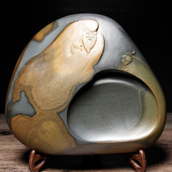 福寿双全砚 大师匠心与自然天工的完美交响